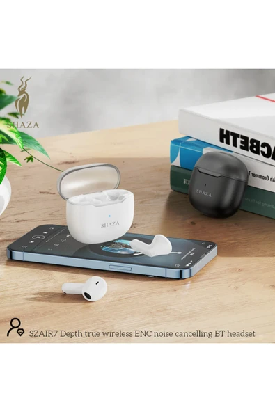 SHAZA SZAir7 Gürültü Azaltma ENC 4 Mikrofonlu Bluetooth 5.3 TWS Bluetooth Kulaklık Beyaz - 5