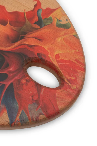 Yekpare Masif Ahşap Sunum Tahtası Kesme Tahtası Desenli Kayın Medium - 4