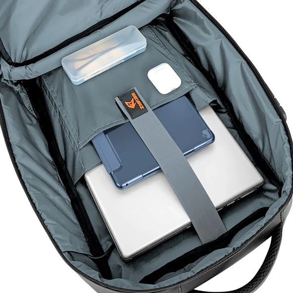 GEARZ GZ-117 Solid 17,3" Laptop Sırt Çantası Suni Deri Waterproof (Usb+Şifreli Kilit) - 5