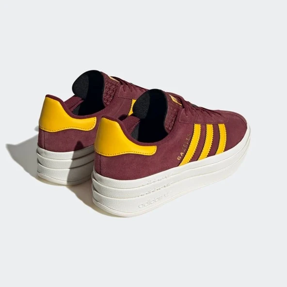 Adidas Gazelle Bold Burgundy Yellow Womens - Resim 5