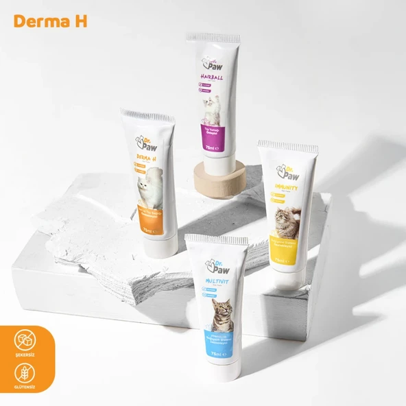 Derma H Malt Paste: Kediler için Glütensiz ve Şekersiz Tüy ve Cilt Sağlığı Destekleyici (100 gr) - 2