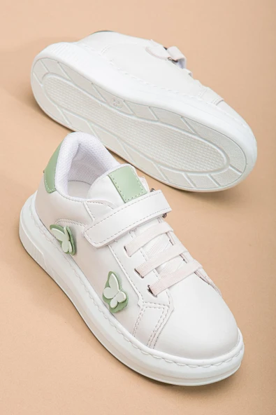 Kız Çocuk Spor Ayakkabı Yeşil Kelebek Model Dikişli Taban ürün görseli
