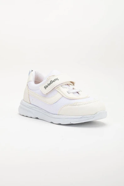 Şiringenç Ortopedik Erkek Çocuk Spor Ayakkabı Beyaz Cırtlı Anorak Malzeme - Resim 3