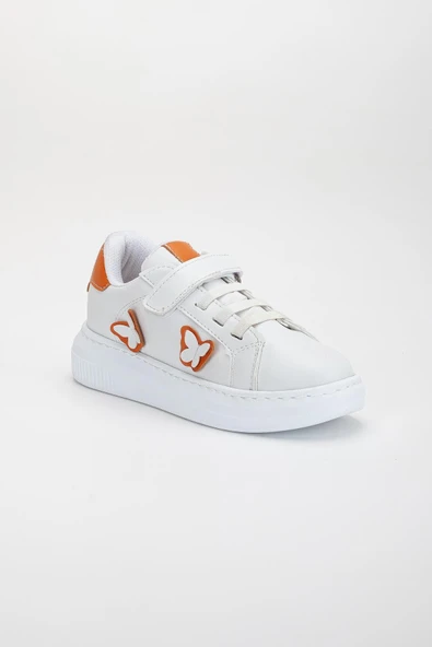 Kız Çocuk Spor Ayakkabı Turuncu Kelebek Model Dikişli Taban - Resim 3