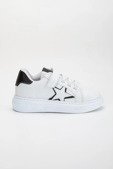 Erkek Çocuk Spor Ayakkabı Beyaz Cırtlı Yıldız Model Dikişli Taban - Resim 2