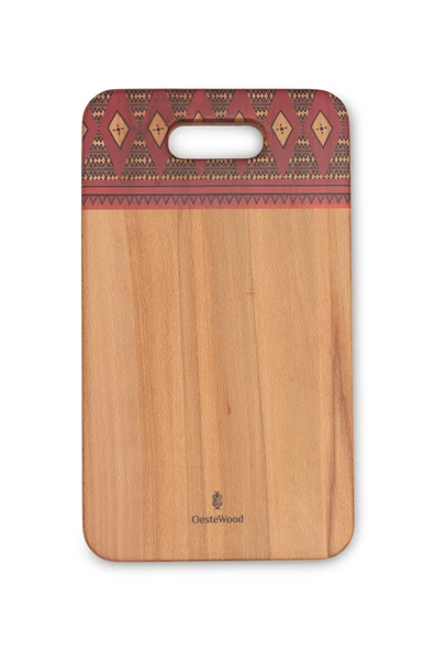 Yekpare Masif Ahşap Sunum Tahtası Kesme Tahtası Desenli Kayın Medium - 2