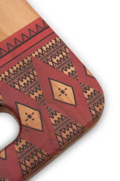 Yekpare Masif Ahşap Sunum Tahtası Kesme Tahtası Desenli Kayın Medium - 4