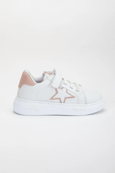 Kız Çocuk Spor Ayakkabı Pudra Cırtlı Yıldız Model Dikişli Taban - Resim 2