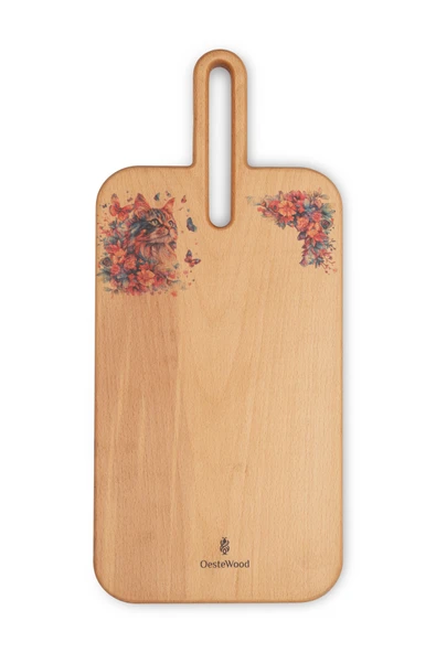 Yekpare Masif Ahşap Sunum Tahtası Kesme Tahtası Desenli Kayın Medium - 2