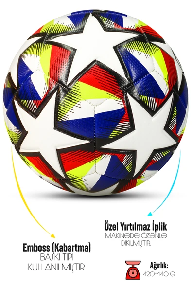 Telvesse Futbol Topu Neon Şampiyonlar Ligi Dayanıklı Sert Zemin Halı Saha Futbol Topu 061 - 2