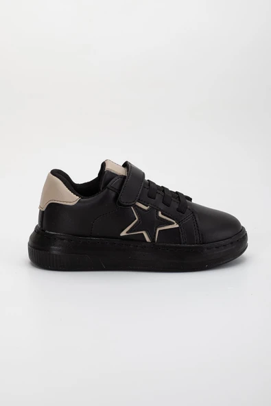 Erkek Çocuk Spor Ayakkabı Bej Cırtlı Yıldız Model Dikişli Taban - Resim 2