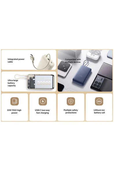 Xiaomi 33 W Krem 20000 mAh Hızlı Şarj Powerbank - 4