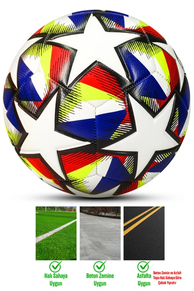 Telvesse Futbol Topu Neon Şampiyonlar Ligi Dayanıklı Sert Zemin Halı Saha Futbol Topu 061 - 5