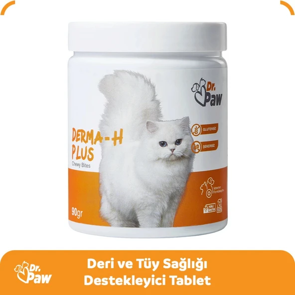 Derma H Plus: Kediler için Glütensiz ve Şekersiz Tüy ve Cilt Sağlığı Destekleyici Çiğnenebilir Tablet (90 gr) - 3