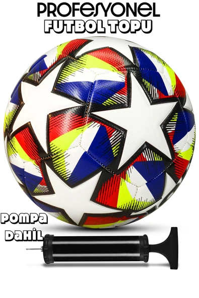 Telvesse Futbol Topu Neon Şampiyonlar Ligi Pompalı Set Dayanıklı Sert Zemin Halı Saha Topu 061