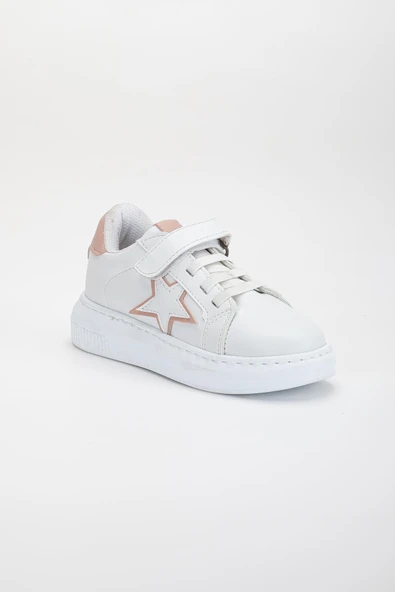 Kız Çocuk Spor Ayakkabı Pudra Cırtlı Yıldız Model Dikişli Taban - Resim 3