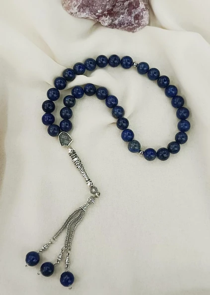 Tesbih 33 lük Lapis Doğal Taş Küre Kesim 10 mm Tespih - 4