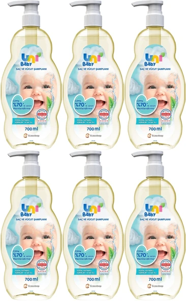 Uni Baby Bebek Saç ve Vücut Şampuanı 700ML Klasik (Pompalı) (6 Lı Set) ürün görseli 1