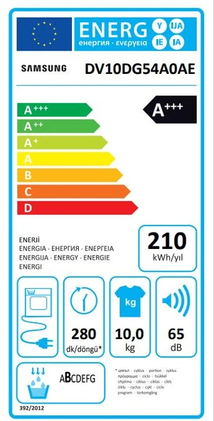 SAMSUNG DV10DG54A0AEAH 10KG A+++ KURUTMA MAKİNESİ BEYAZ - 5