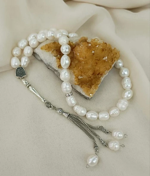 Tesbih 33 lük Gerçek İnci Doğal Taş 10 mm Tespih