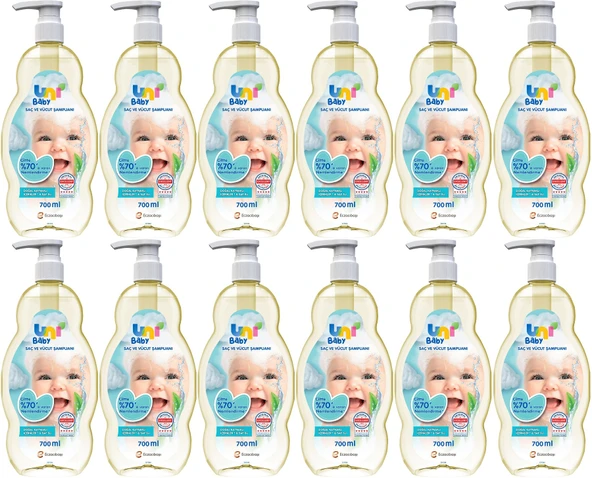 Uni Baby Bebek Saç ve Vücut Şampuanı 700ML Klasik (Pompalı) (12 Li Set)