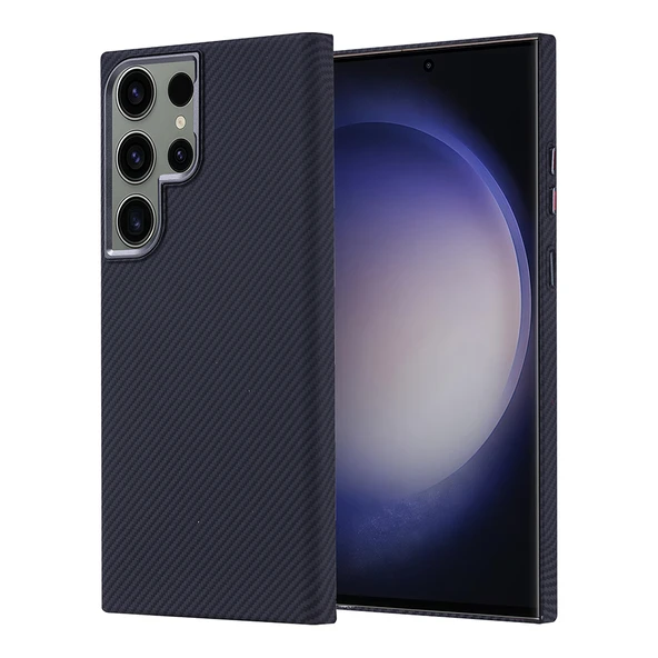 Galaxy S23 Ultra Kılıf M-safe Şarj Özellikli Karbon Fiber Görünümlü Zore Nekst Kapak - 2
