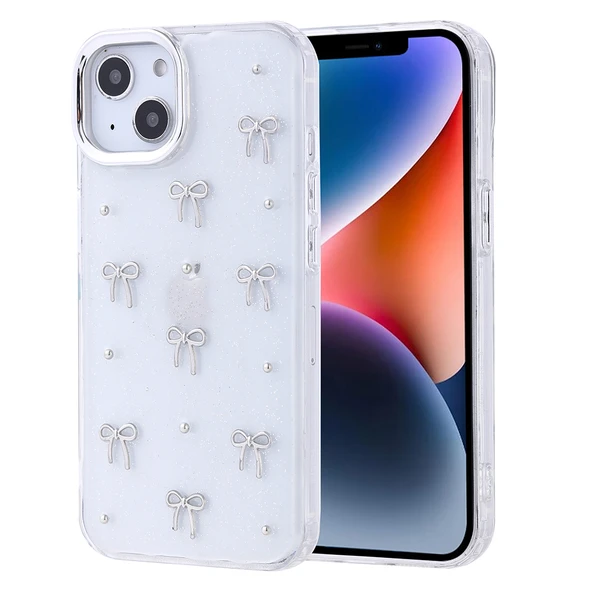 Apple iPhone 13 Kılıf Airbag Tasarımlı Simli Şeffaf Zore Kutup Kapak - 2