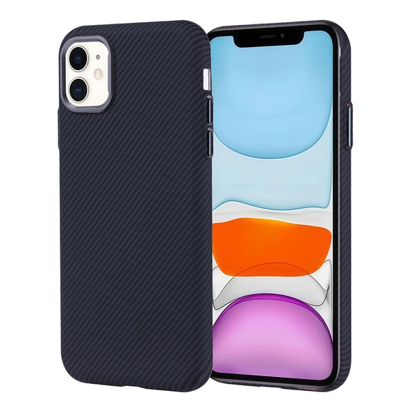 Apple iPhone 11 Kılıf M-safe Şarj Özellikli Karbon Fiber Görünümlü Zore Nekst Kapak - 2