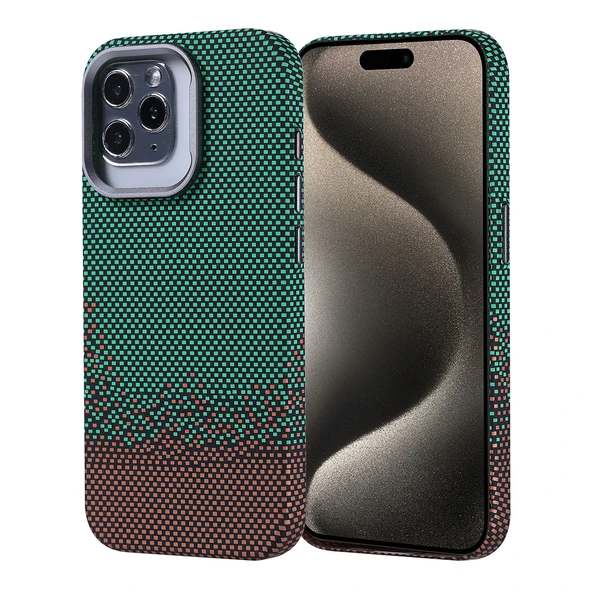 Apple iPhone 15 Pro Kılıf M-safe Şarj Özellikli Karbon Fiber Görünümlü Zore Nekst Kapak - Resim 5