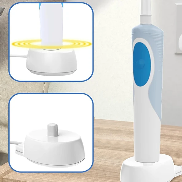 Ayt Pm-27325 Oral-B Uyumlu Elektrikli Diş Fırçası Şarj Standı Döner Başlık Diş Fırçası Şarj Aleti Cihazı - 3
