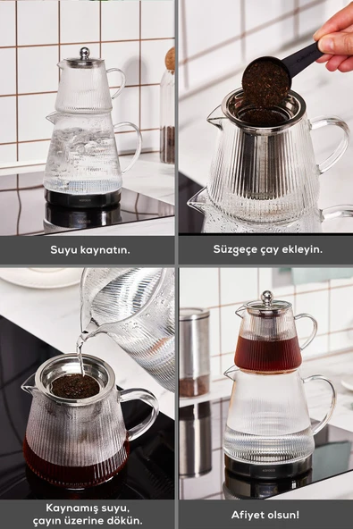 Keops Borosilikat Cam Çaydanlık - 4