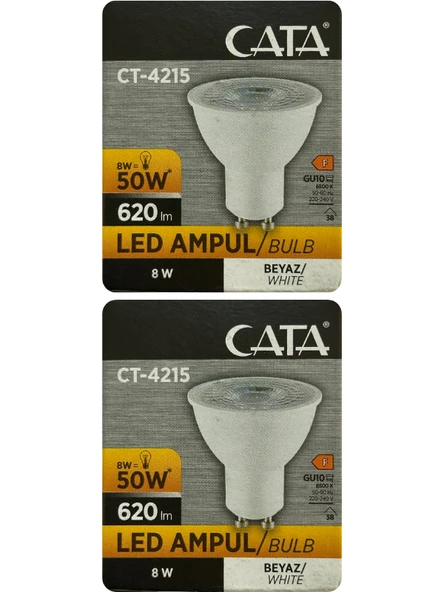 (2 Adet) Cata 8W (50W) 6500K (Beyaz Işık) GU10 Duylu Led Spot Ampul