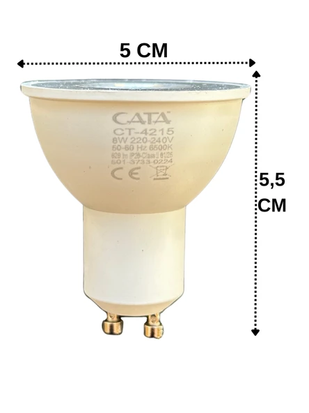 (3 Adet) Cata 8W (50W) 6500K (Beyaz Işık) GU10 Duylu Led Spot Ampul - 3