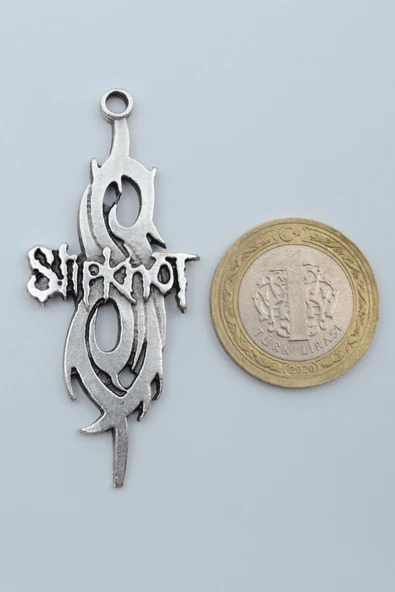 Slipknot Gümüş Kaplama Düz Zincir Kolye - Resim 4