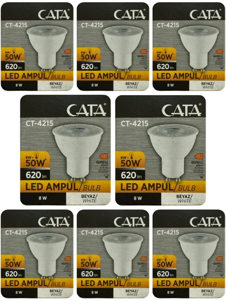 (8 Adet) Cata 8W (50W) 6500K (Beyaz Işık) GU10 Duylu Led Spot Ampul