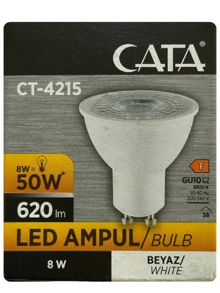 (2 Adet) Cata 8W (50W) 6500K (Beyaz Işık) GU10 Duylu Led Spot Ampul - 2