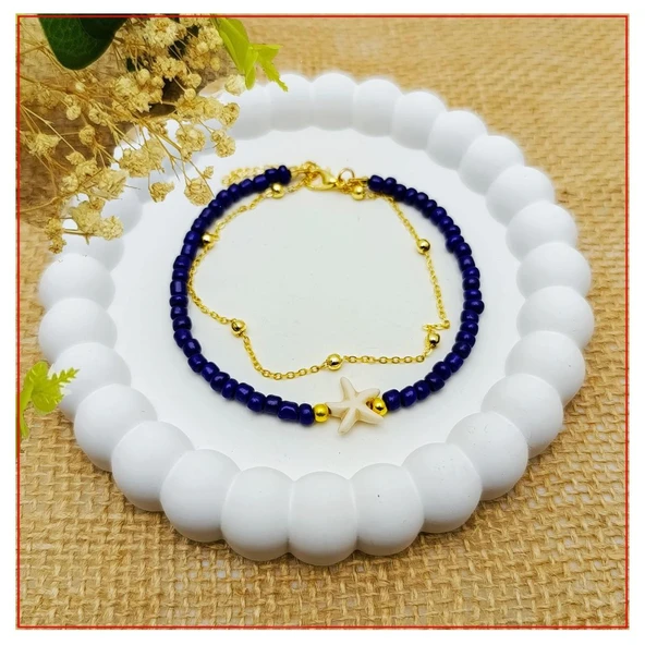 Mor Boncuk & Deniz Yıldızı Kadın Halhal - Resim 2