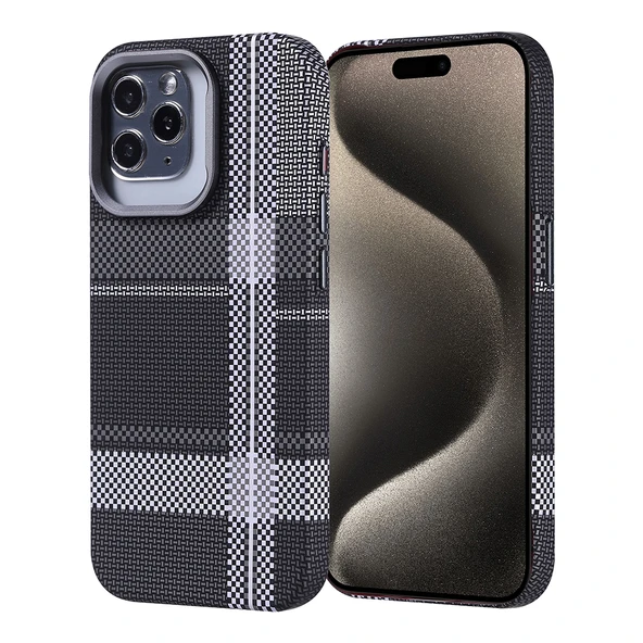 Apple iPhone 15 Pro Kılıf M-safe Şarj Özellikli Karbon Fiber Görünümlü Zore Nekst Kapak ürün görseli