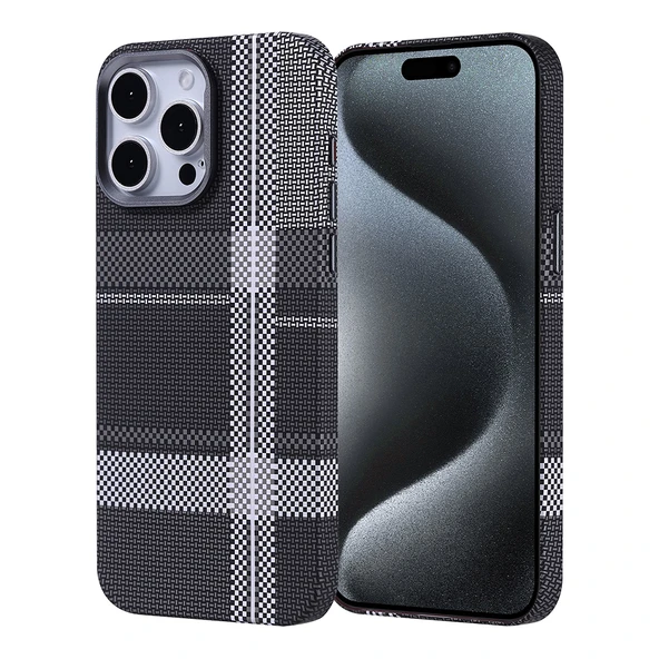 Apple iPhone 15 Pro Max Kılıf M-safe Şarj Özellikli Karbon Fiber Görünümlü Zore Nekst Kapak - 3