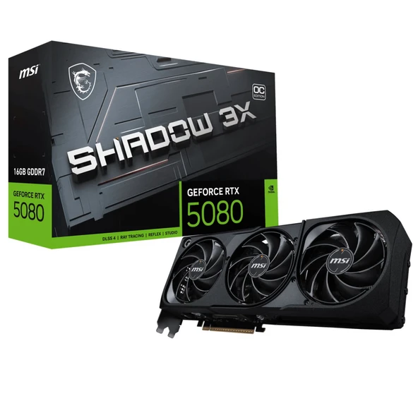 MSI VGA GEFORCE RTX 5080 16G SHADOW 3X OC RTX5080 16GB GDRR7 256 B DX12 PCIE 5.0 X16 3XDP 1XHDMI
