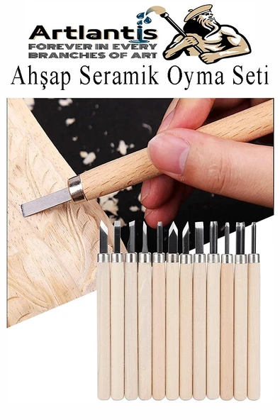 Ahşap Seramik Oyma Seti 12 li 1 Paket İskarpela Seti Paslanmaz Çelik Bıçaklı Ağaç Oyma Heykel Hobi Kretuar Gravür - 6