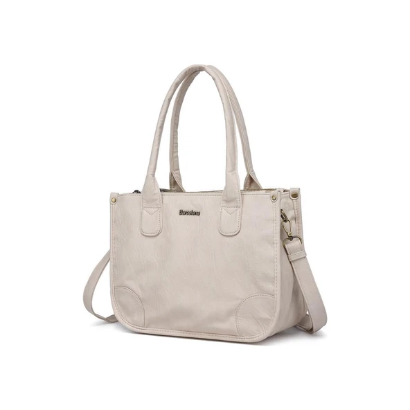 Yıkama Deri Omuz Askılı Kadın Çantası 21K Barcelona 1910 - 4