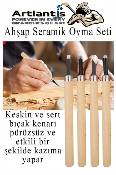 Ahşap Seramik Oyma Seti 12 li 1 Paket İskarpela Seti Paslanmaz Çelik Bıçaklı Ağaç Oyma Heykel Hobi Kretuar Gravür - 5