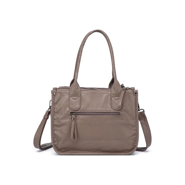 Yıkama Deri Omuz Askılı Kadın Çantası 21K Barcelona 1910 - Resim 3