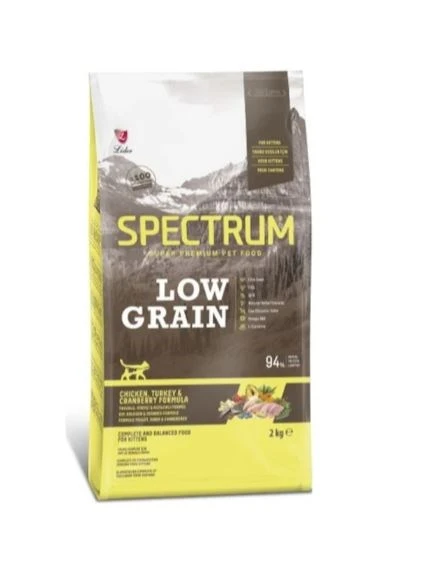 Spectrum Low Grain Tavuklu Hindili ve Kızılcıklı Yavru Kedi Maması 12 KG