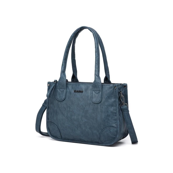 Yıkama Deri Omuz Askılı Kadın Çantası 21K Barcelona 1910 - Resim 4