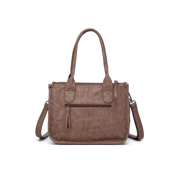 Yıkama Deri Omuz Askılı Kadın Çantası 21K Barcelona 1910 - Resim 3