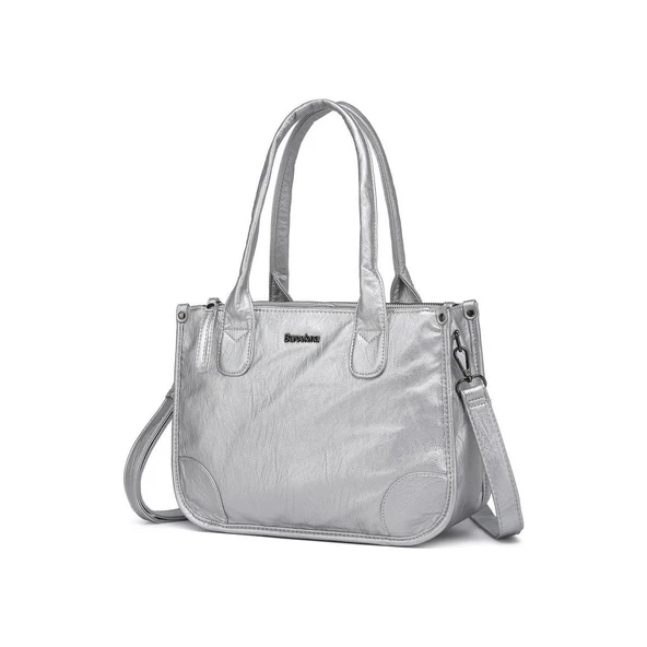 Yıkama Deri Omuz Askılı Kadın Çantası 21K Barcelona 1910 - 4