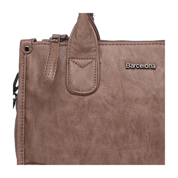 Yıkama Deri Omuz Askılı Kadın Çantası 21K Barcelona 1910 - Resim 2