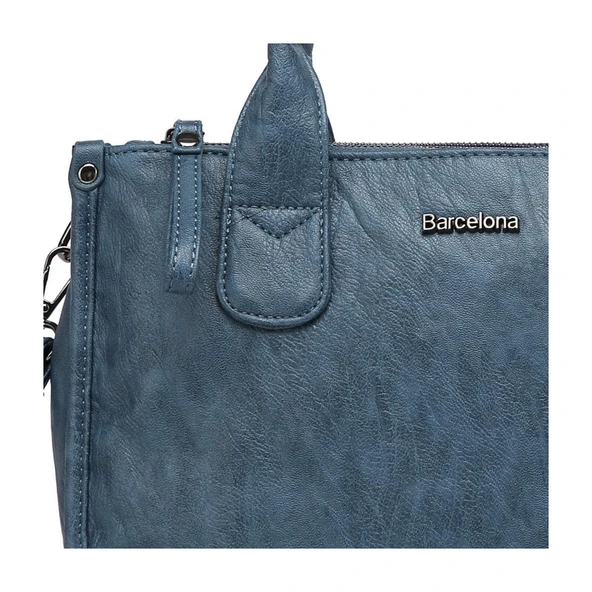 Yıkama Deri Omuz Askılı Kadın Çantası 21K Barcelona 1910 - Resim 2